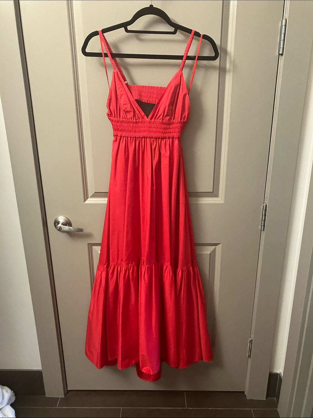 A.L.C. Bright Coral Red Double-Strap Maxi Dress
